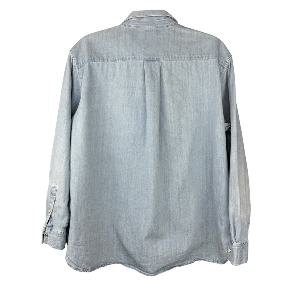 SEZANE Light Wash Denim Chambray Button Down Max Shirt Size 38 Medium - Picture 5 of 8